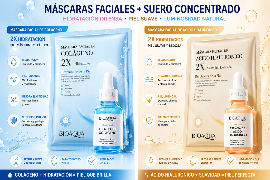 Pack de Mascarillas Faciales de Tela (10 uds) — Hidratante y Reafirmante