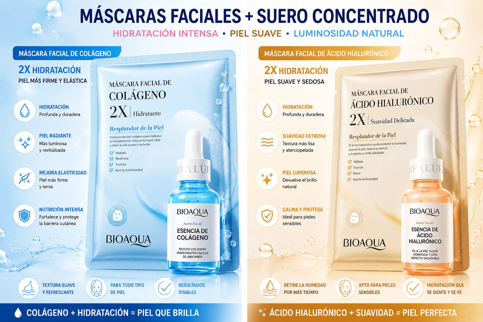 Pack de Mascarillas Faciales de Tela (10 uds) — Hidratante y Reafirmante