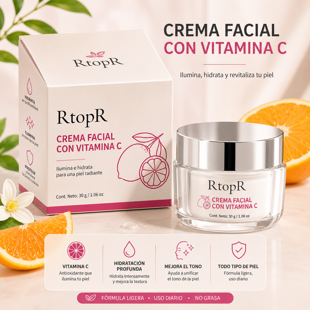 Crema Facial con Vitamina C — Iluminadora y Antiedad