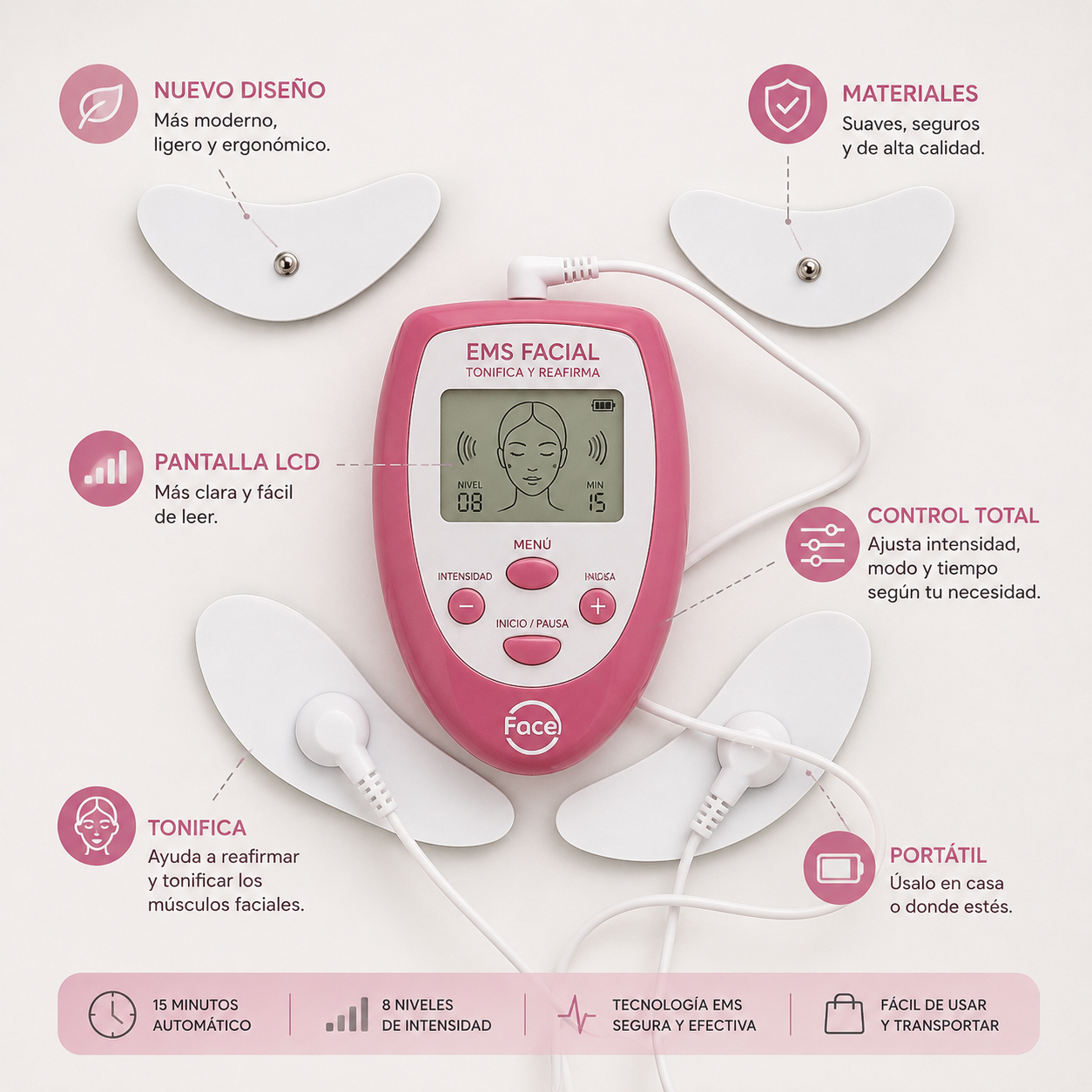 Masajeador Facial EMS Antiedad con Electroestimulación