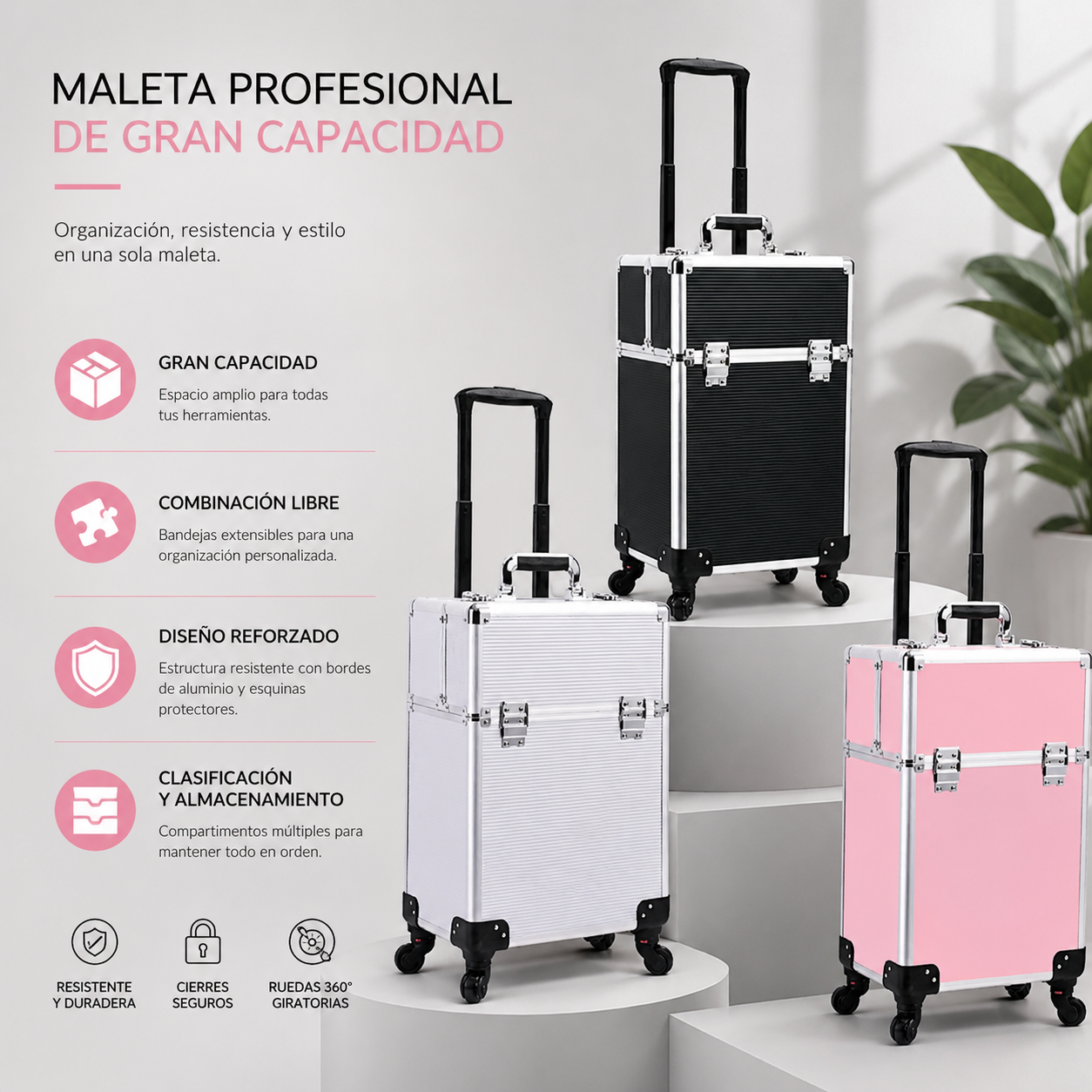 Trolley Maquillaje Profesional Capacidad Grande