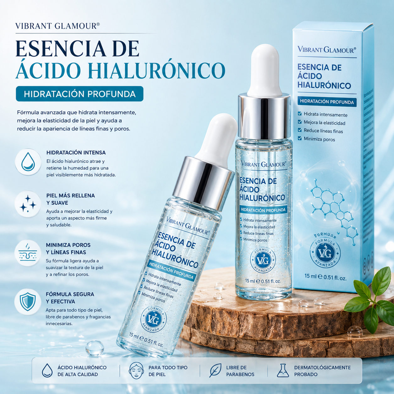 Sérum Facial de Ácido Hialurónico Antiedad