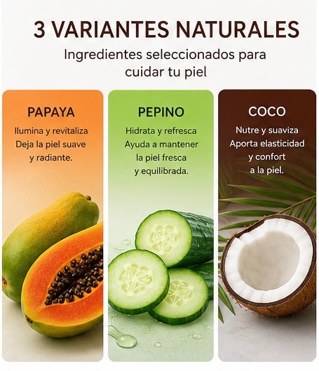 Exfoliante Facial y Corporal Natural — Pepino, Coco y Papaya